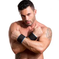 665 Attaches Néoprène Noir-Bleu -FÉMINITÉS boutique attaches neoprene noir bleu 3