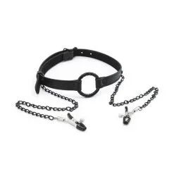 KINKgear Bâillon-Anneau Et Pince-Tétons GAG NIP