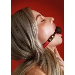 Bâillon Boule Silicone TABOOM 4cm Noir-Rouge -FÉMINITÉS boutique baillon boule silicone taboom 4cm noir rouge 2