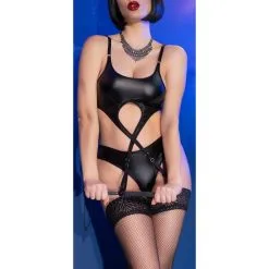Chilirose Body Avec Jarretelles Almada Noir