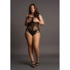 Le Desir Body Grande Taille CONTRAST NET Noir -FÉMINITÉS boutique body grande taille contrast net noir 6