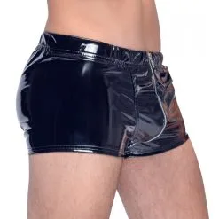 Black Level Men Boxer Short VINYL ZIP Noir -FÉMINITÉS boutique boxer short vinyl zip noir 2