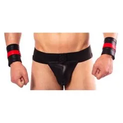 Prowler Red Bracelet De Force En Cuir Noir-Rouge -FÉMINITÉS boutique bracelet de force en cuir noir rouge 2