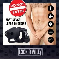 Lock-a-Willy Cage De Chasteté En Silicone LOCK A WILLY 11 X 3cm Noire -FÉMINITÉS boutique cage de chastete en silicone lock a willy 11 x 3cm noire 2