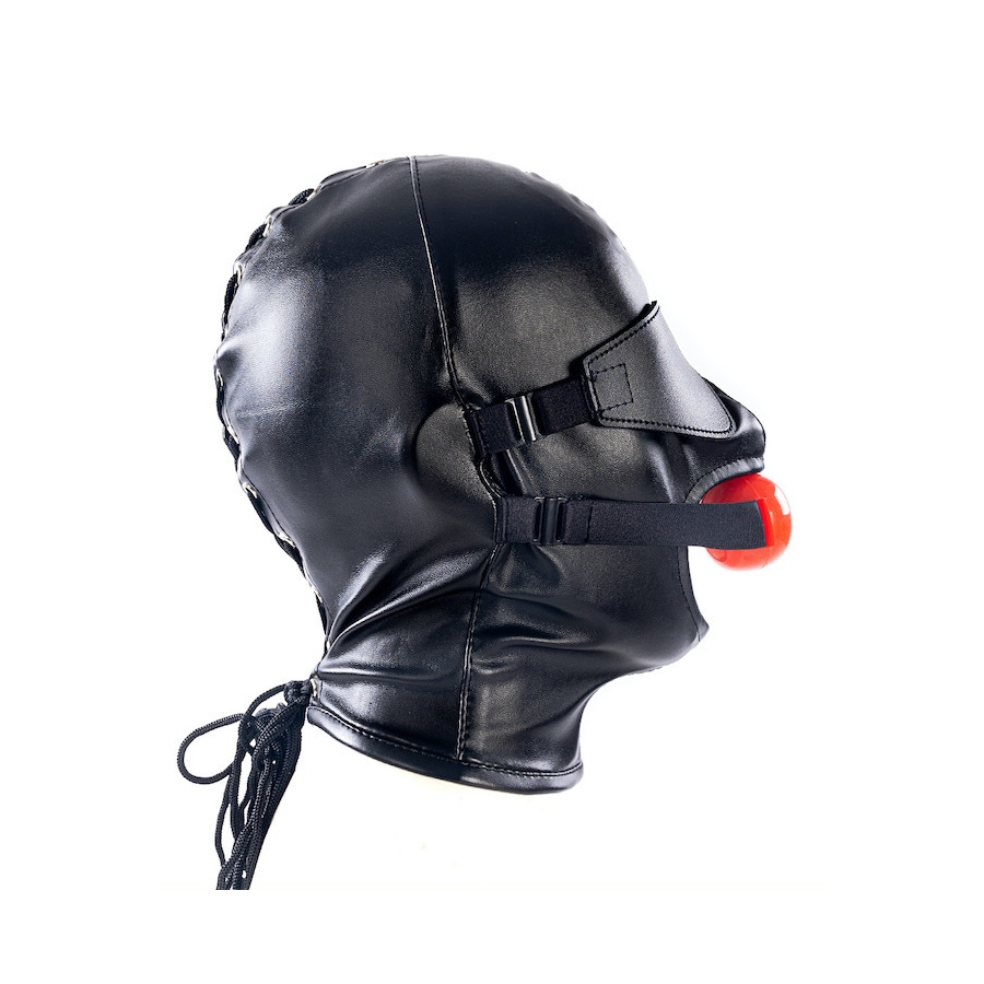 KINKgear Cagoule SM Avec Bâillon Et Masque SUBFULL Noire 3 KINKgear Cagoule SM Avec Bâillon Et Masque SUBFULL Noire – Image 3
