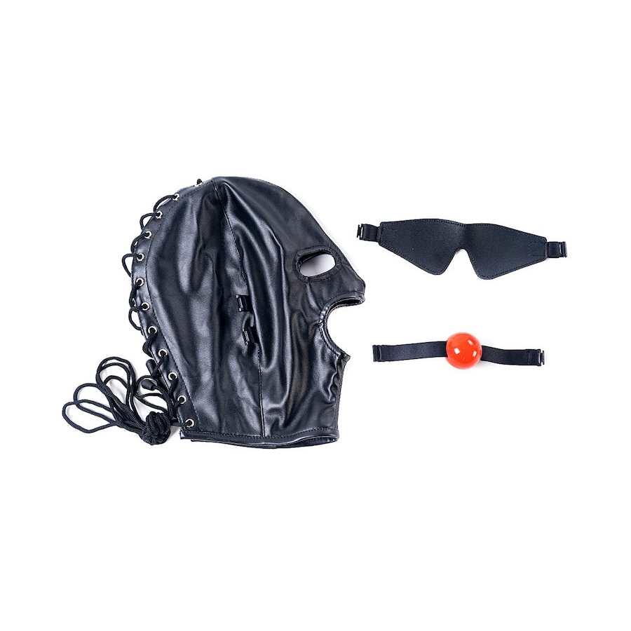 KINKgear Cagoule SM Avec Bâillon Et Masque SUBFULL Noire 6 KINKgear Cagoule SM Avec Bâillon Et Masque SUBFULL Noire – Image 6