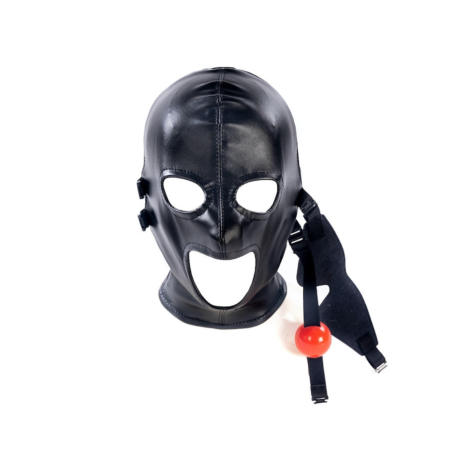 KINKgear Cagoule SM Avec Bâillon Et Masque SUBFULL Noire 7 KINKgear Cagoule SM Avec Bâillon Et Masque SUBFULL Noire – Image 7