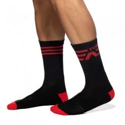 Addicted Chaussettes AD TOP Noir-Rouge