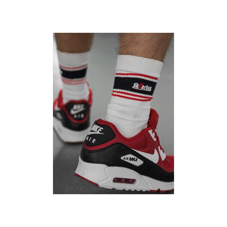 Chaussettes Blanches Sk8erboy Deluxe Blanc-Rouge 3 Chaussettes Blanches Sk8erboy Deluxe Blanc-Rouge – Image 3