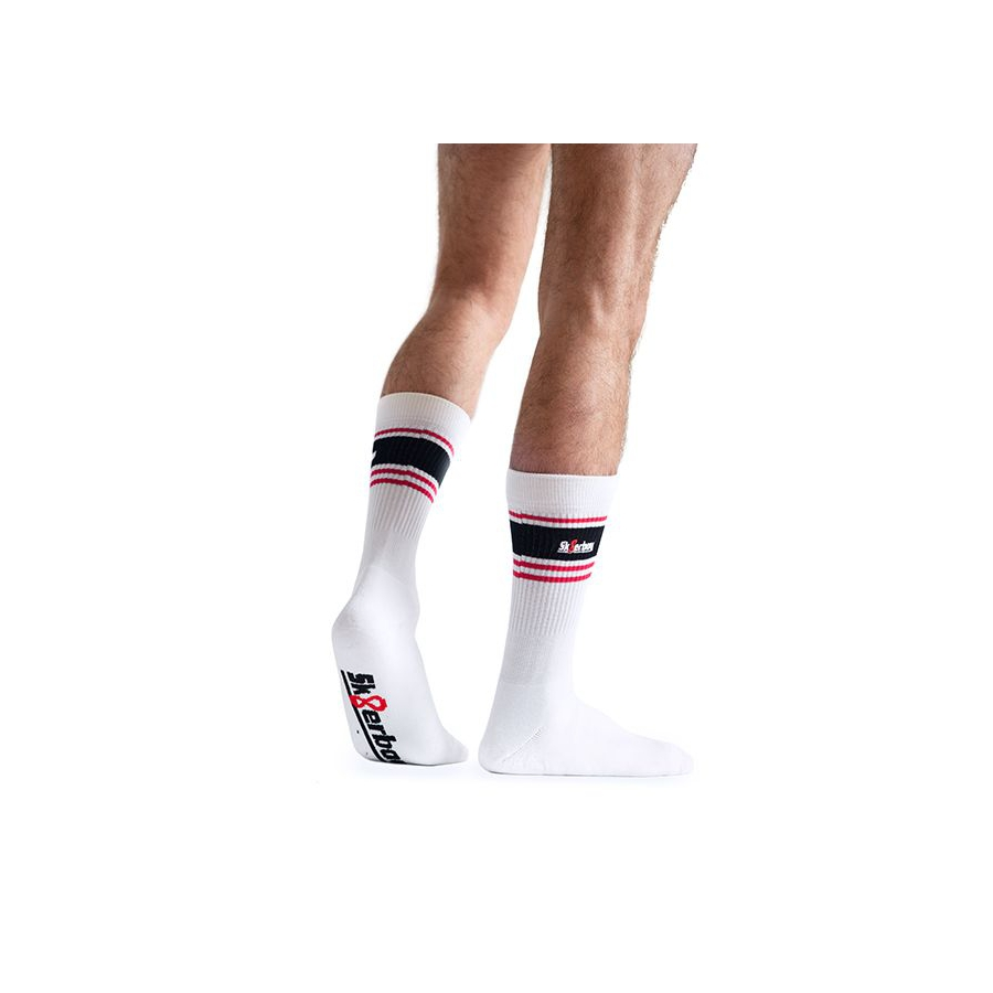 Chaussettes Blanches Sk8erboy Deluxe Blanc-Rouge 4 Chaussettes Blanches Sk8erboy Deluxe Blanc-Rouge – Image 4