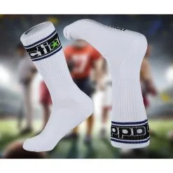 Chaussettes Blanches SPORTY Addiction Liserés Bleus