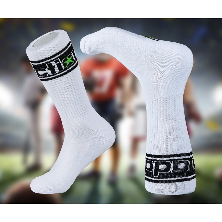 Chaussettes Blanches SPORTY Addiction Liserés Noirs 1 Chaussettes Blanches SPORTY Addiction Liserés Noirs