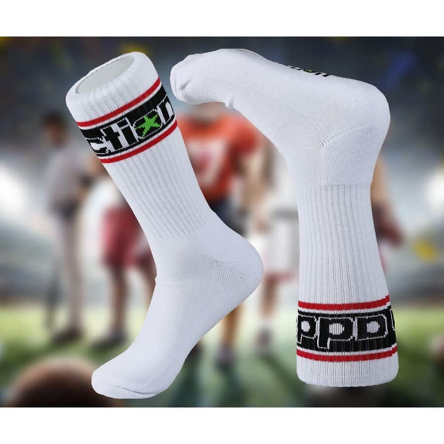 Chaussettes Blanches SPORTY Addiction Liserés Rouges 1 Chaussettes Blanches SPORTY Addiction Liserés Rouges