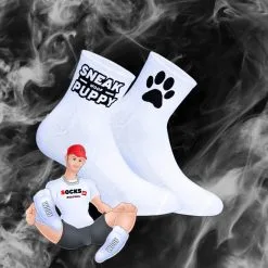 SneakFreaxx Chaussettes Courtes WOOF PUPPY Blanches