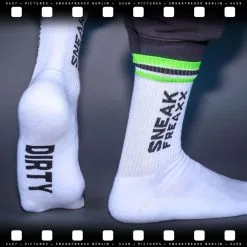 SneakFreaxx Chaussettes DIRTY Blanc-Vert -FÉMINITÉS boutique chaussettes dirty blanc vert 3