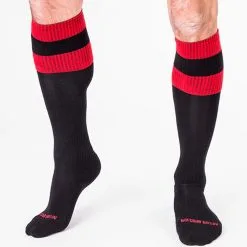 Barcode Berlin Chaussettes FOOTBALL SOCKS Noir-Rouge
