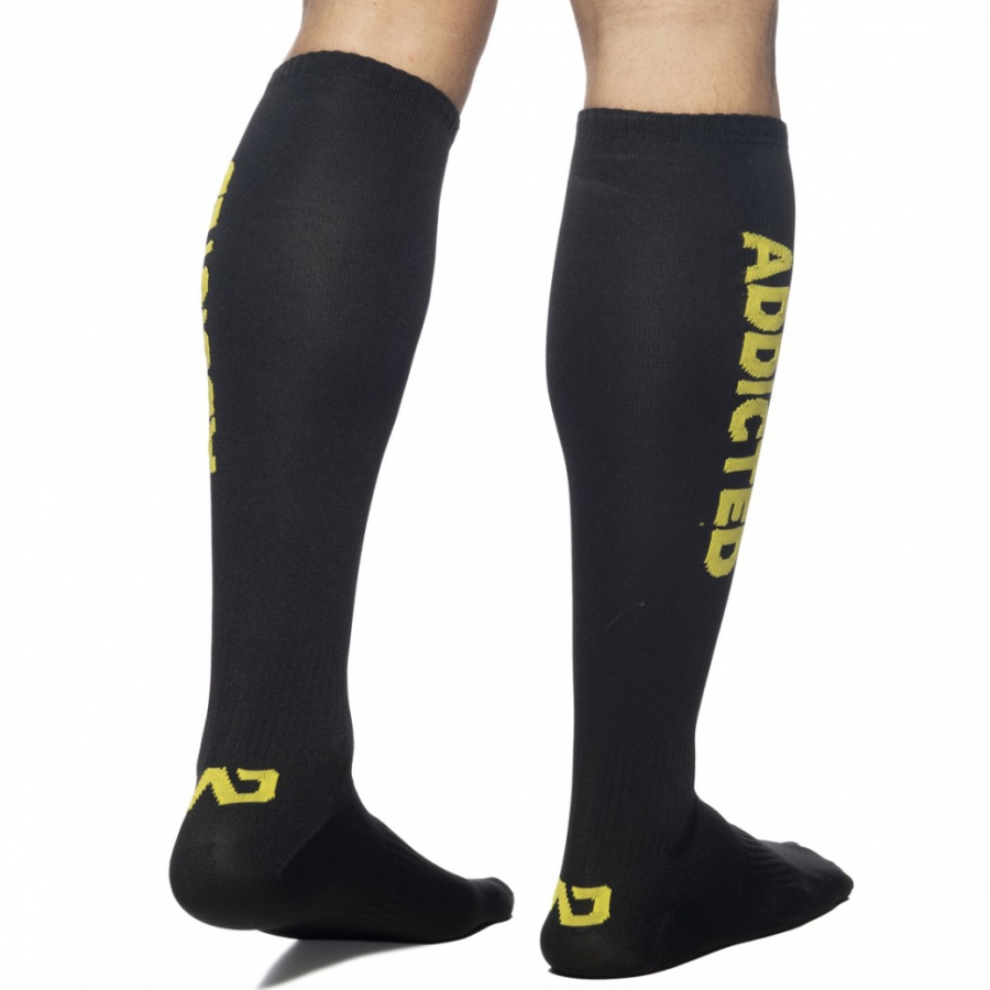 Addicted Chaussettes Hautes FETISH SOCKS Noir-Jaune 2 Addicted Chaussettes Hautes FETISH SOCKS Noir-Jaune – Image 2