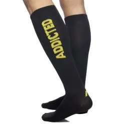 Addicted Chaussettes Hautes FETISH SOCKS Noir-Jaune
