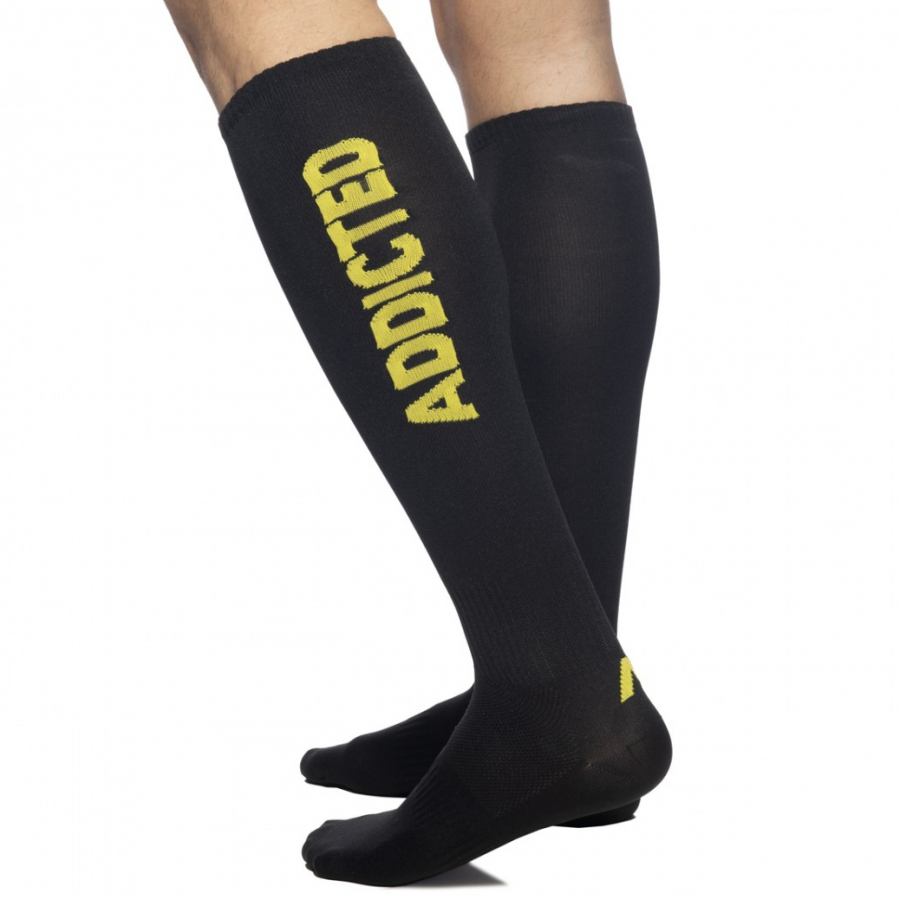 Addicted Chaussettes Hautes FETISH SOCKS Noir-Jaune 1 Addicted Chaussettes Hautes FETISH SOCKS Noir-Jaune