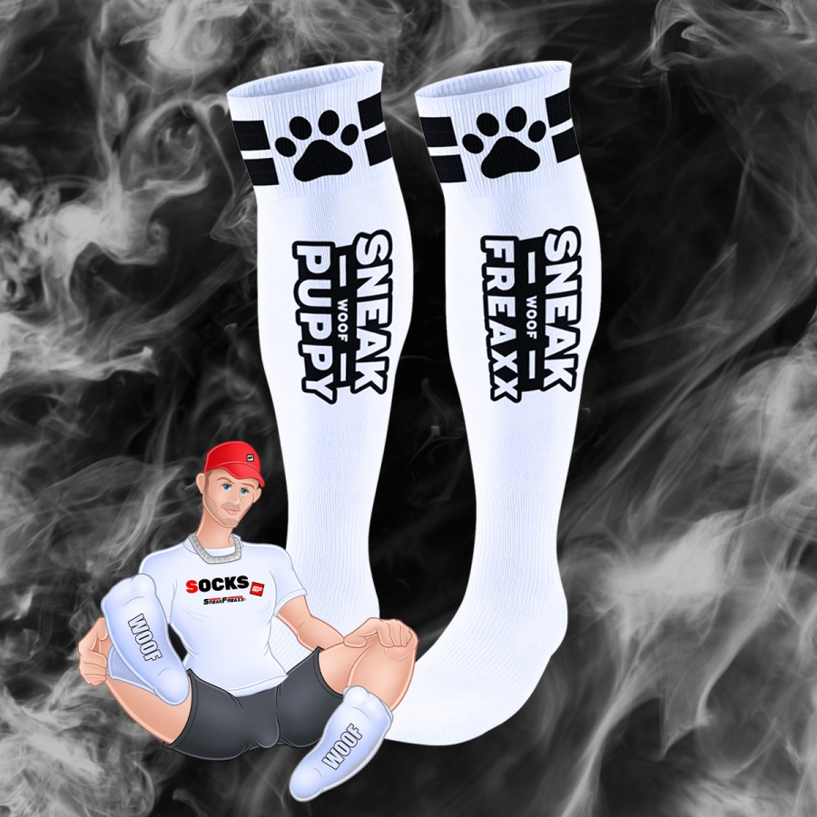 SneakFreaxx Chaussettes Hautes PUPPY TUBE Blanc-Noir 1 SneakFreaxx Chaussettes Hautes PUPPY TUBE Blanc-Noir