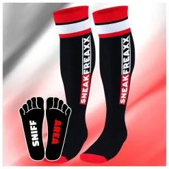 SneakFreaxx Chaussettes Hautes SNEAK FREAXX Noir-Rouge