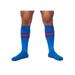 Mr B - Mister B Chaussettes Hautes URBAN FOOTBALL SOCKS Bleu-Rouge