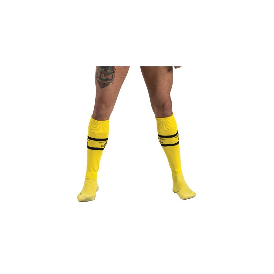 Mr B - Mister B Chaussettes Hautes URBAN FOOTBALL SOCKS Jaune-Noir 1 Mr B - Mister B Chaussettes Hautes URBAN FOOTBALL SOCKS Jaune-Noir