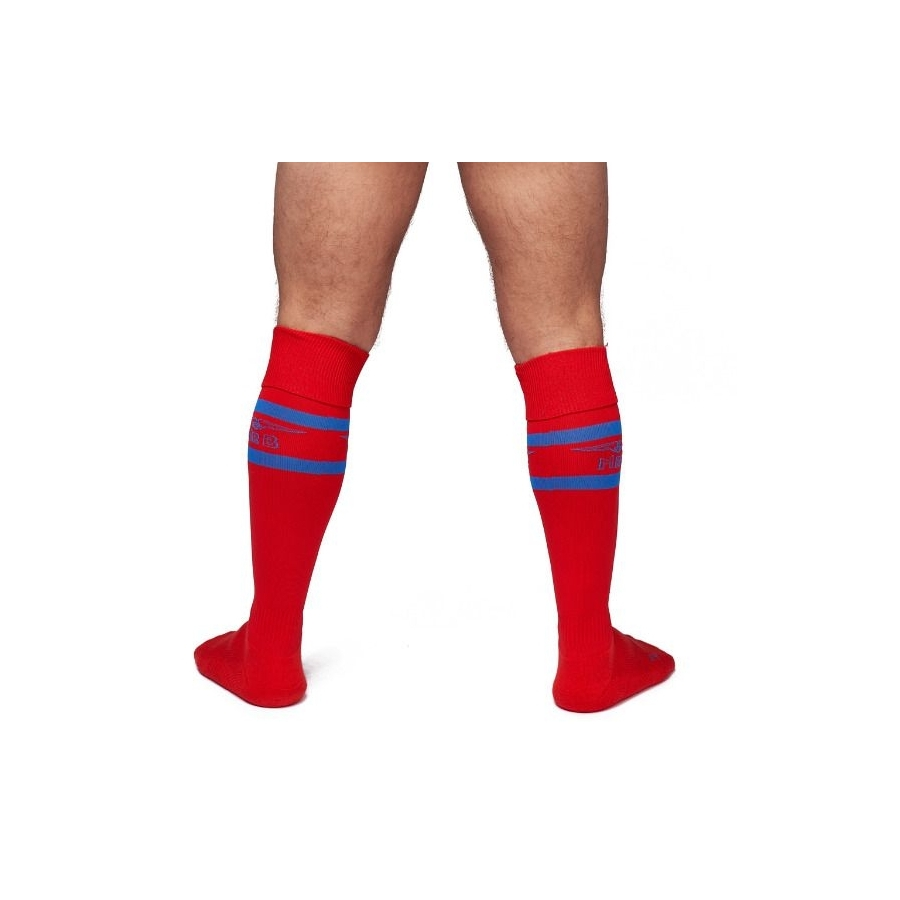 Mr B - Mister B Chaussettes Hautes URBAN FOOTBALL SOCKS Rouge-Bleu 2 Mr B - Mister B Chaussettes Hautes URBAN FOOTBALL SOCKS Rouge-Bleu – Image 2
