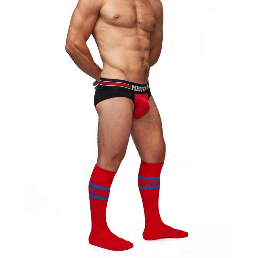 Mr B - Mister B Chaussettes Hautes URBAN FOOTBALL SOCKS Rouge-Bleu 4 Mr B - Mister B Chaussettes Hautes URBAN FOOTBALL SOCKS Rouge-Bleu – Image 4