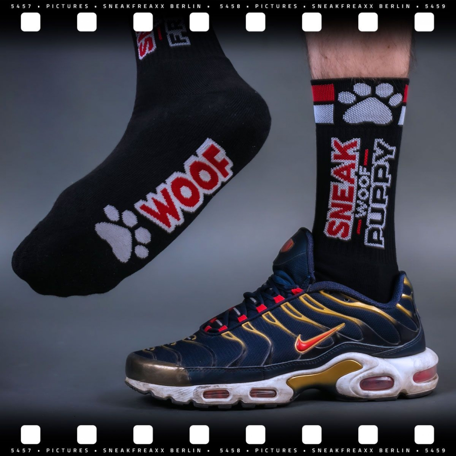 SneakFreaxx Chaussettes SNEAK PUPPY Noir-Rouge 2 SneakFreaxx Chaussettes SNEAK PUPPY Noir-Rouge – Image 2