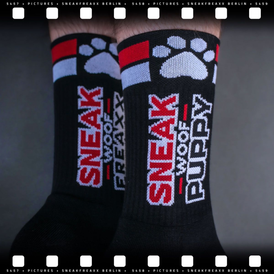 SneakFreaxx Chaussettes SNEAK PUPPY Noir-Rouge 3 SneakFreaxx Chaussettes SNEAK PUPPY Noir-Rouge – Image 3