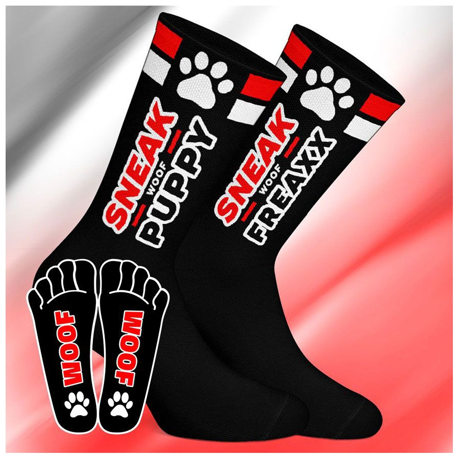 SneakFreaxx Chaussettes SNEAK PUPPY Noir-Rouge 1 SneakFreaxx Chaussettes SNEAK PUPPY Noir-Rouge