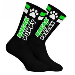 SneakFreaxx Chaussettes SNEAK PUPPY Noir-Vert -FÉMINITÉS boutique chaussettes sneak puppy noir vert 2