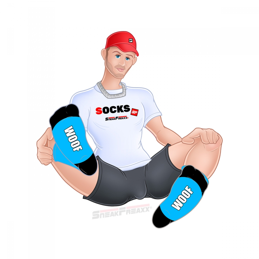 SneakFreaxx Chaussettes WOOF PUPPY Bleues 2 SneakFreaxx Chaussettes WOOF PUPPY Bleues – Image 2
