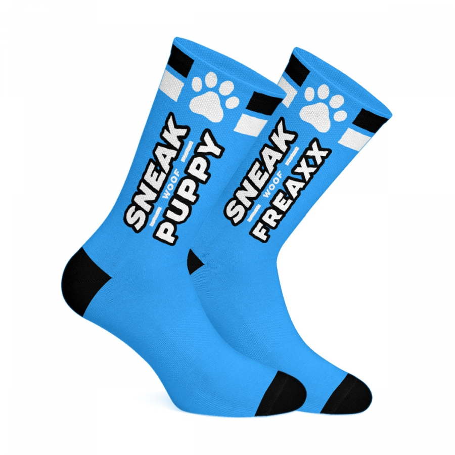 SneakFreaxx Chaussettes WOOF PUPPY Bleues 3 SneakFreaxx Chaussettes WOOF PUPPY Bleues – Image 3