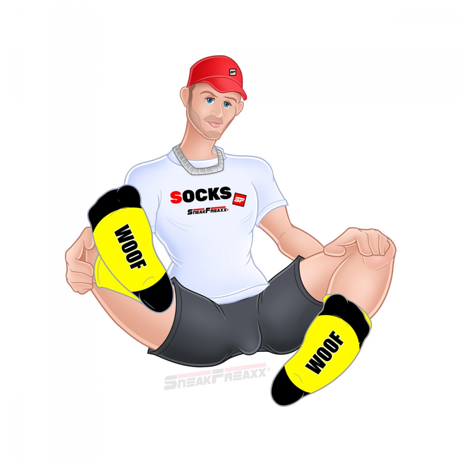 SneakFreaxx Chaussettes WOOF PUPPY Jaunes 2 SneakFreaxx Chaussettes WOOF PUPPY Jaunes – Image 2