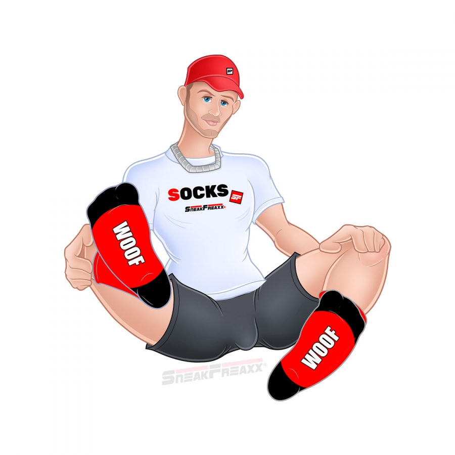 SneakFreaxx Chaussettes WOOF PUPPY Rouges 2 SneakFreaxx Chaussettes WOOF PUPPY Rouges – Image 2