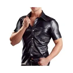 Svenjoyment Chemise LEO Imitation Cuir Noir