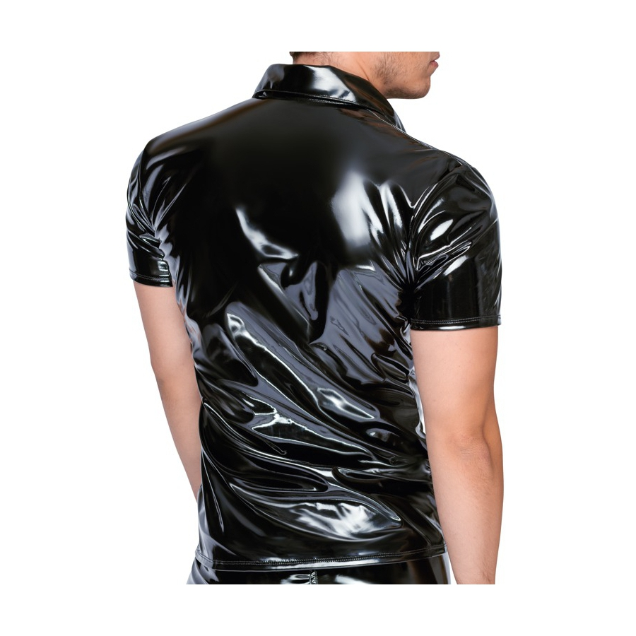 Black Level Men Chemise VINYL POLO Noire 2 Black Level Men Chemise VINYL POLO Noire – Image 2