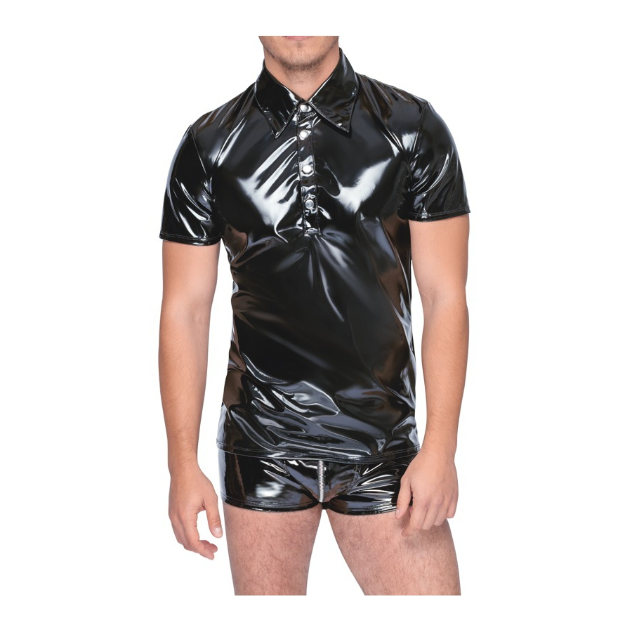 Black Level Men Chemise VINYL POLO Noire 4 Black Level Men Chemise VINYL POLO Noire – Image 4