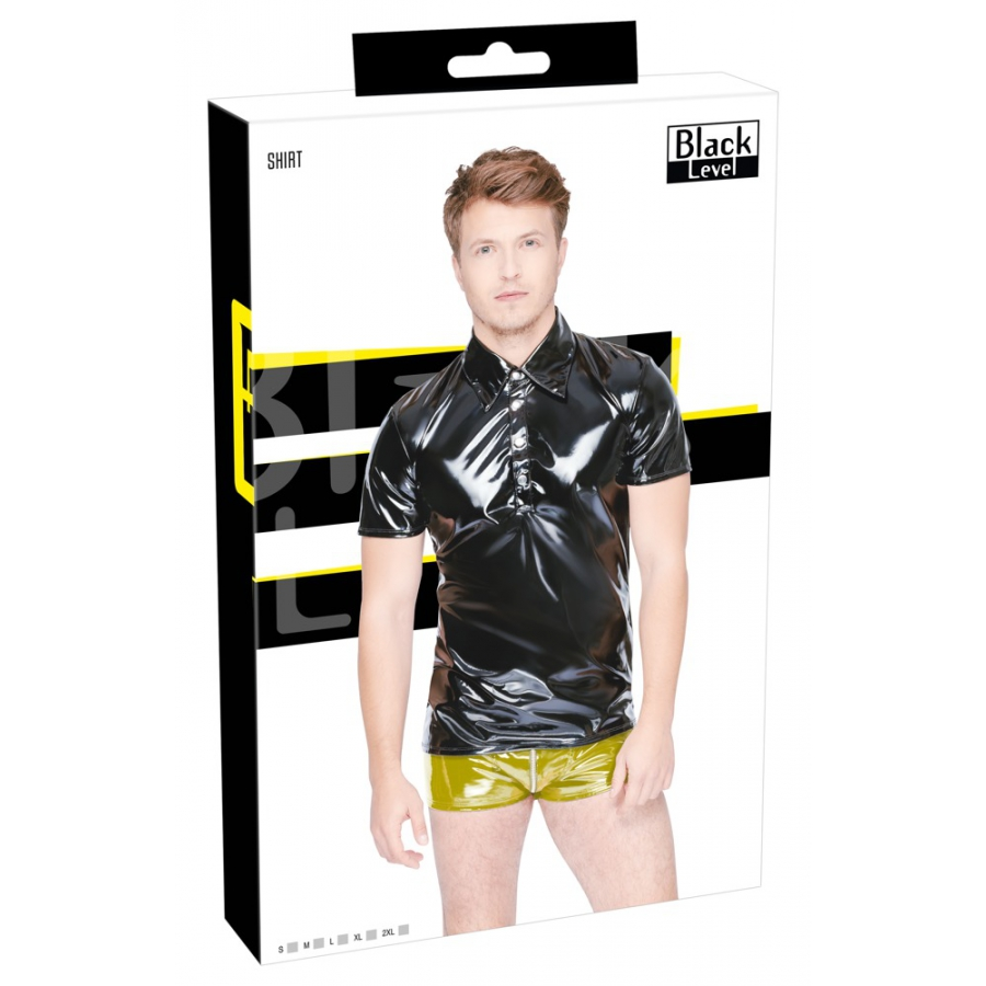 Black Level Men Chemise VINYL POLO Noire 5 Black Level Men Chemise VINYL POLO Noire – Image 5
