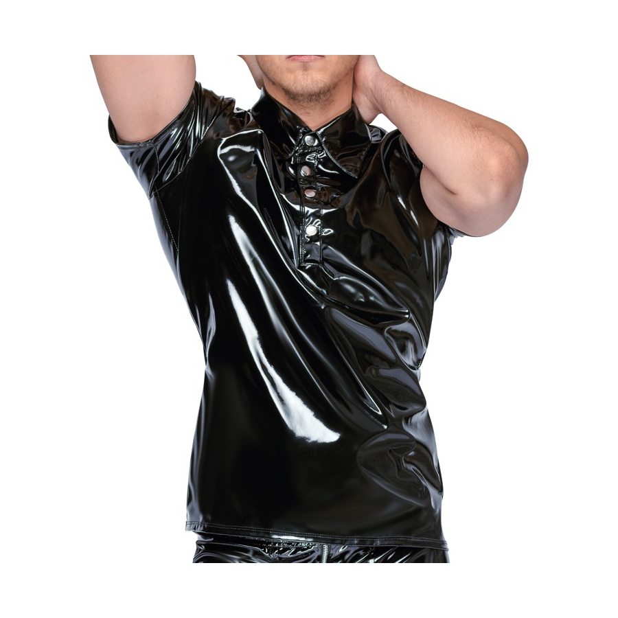Black Level Men Chemise VINYL POLO Noire 1 Black Level Men Chemise VINYL POLO Noire