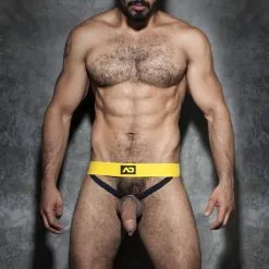 AD Fetish Cockring DOUBLE JOCK Jaune -FÉMINITÉS boutique cockring double jock jaune 2