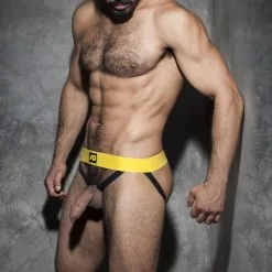 AD Fetish Cockring DOUBLE JOCK Jaune -FÉMINITÉS boutique cockring double jock jaune 4