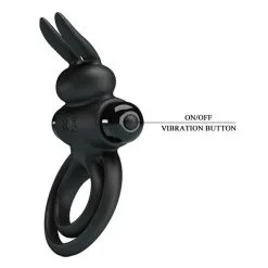 Cockring Vibrant DICK RABBIT Pretty Love 25mm Noir -FÉMINITÉS boutique cockring vibrant dick rabbit pretty love 25mm noir 3