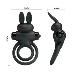 Cockring Vibrant DICK RABBIT Pretty Love 25mm Noir -FÉMINITÉS boutique cockring vibrant dick rabbit pretty love 25mm noir 5