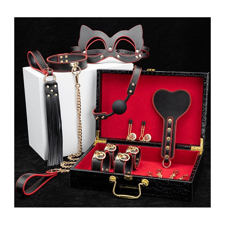 Generique Coffret SM Bondage 8 Pièces Noir-Rouge 1 Generique Coffret SM Bondage 8 Pièces Noir-Rouge