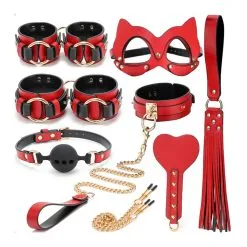 Generique Coffret SM Bondage 8 Pièces Rouge-Noir