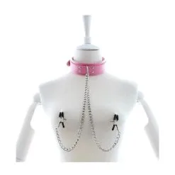 Generique Collier Avec Pinces Pour Tétons NIP COLLAR Rose -FÉMINITÉS boutique collier avec pinces pour tetons nip collar rose 1