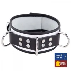 The Red Collier En Cuir 3 Anneaux D | Blanc-Noir